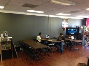 Tables for gaming and general hanging out.