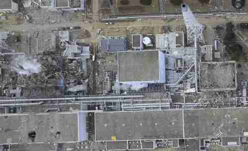 An aerial shot of the post-accident Fukushima Daiichi plant.