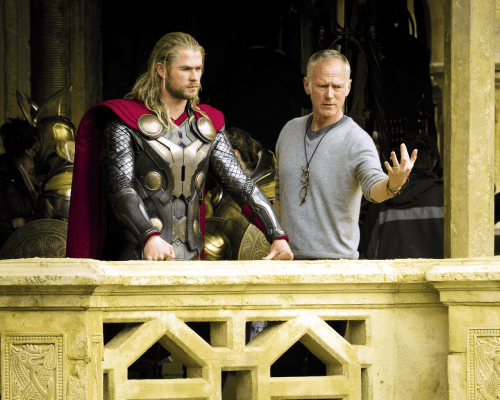 Chris Hemsworth with director Alan Taylor.