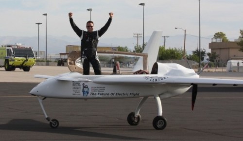 Chip Yates with his electric plane.
