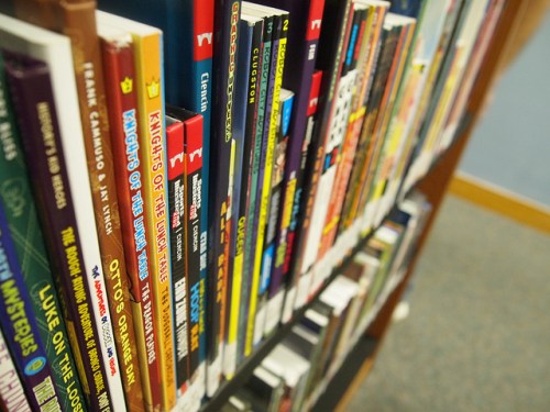 Graphic Novels line the shelves of the Shreve Memorial Library in Los Angeles