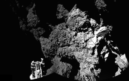 One of several early images sent back from Rosetta and Philae.