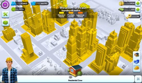 These homes are mostly premium buildings, but this map lets me know how land value will affect the type of building they will be if I upgrade them.