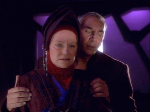 Vedek Winn conspiring with the First Minister.